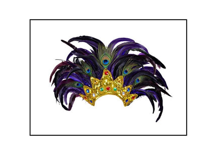 coiffe tiare carnaval de rio luxe à plumes de paon