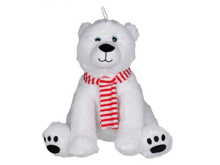 peluche ours polaire assis charlie blanc avec écharpe 16cm