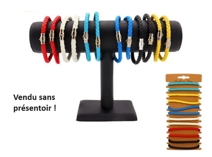 1x lot de 12 bracelets magnétiques tresse 6 couleurs 22cm