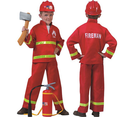 déguisement de pompier rouge enfant taille 140cm