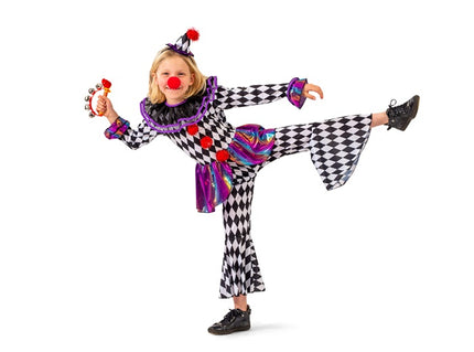 déguisement de clown à damiers pour enfant taille 116cm