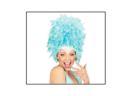 coiffe carnaval de rio à plumes luxe turquoise