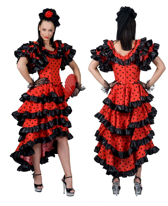 robe espagnole rouge a pois noirs taille xl J2F Shop