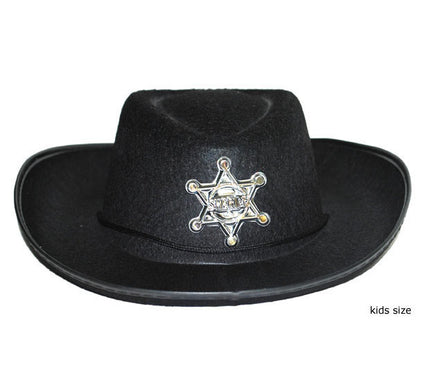 chapeau cowboy feutrine avec étoile noir pour enfant