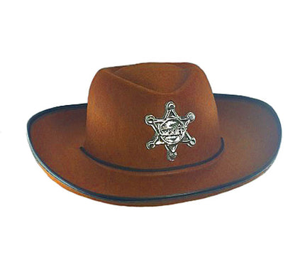 chapeau cowboy feutrine avec étoile brun pour enfant