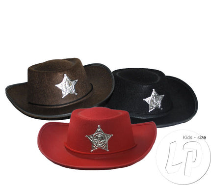 chapeau cowboy noir avec étoile et cordon enfant