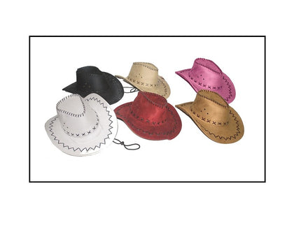 chapeau cowboy suédine imitation cuir/daim rouge