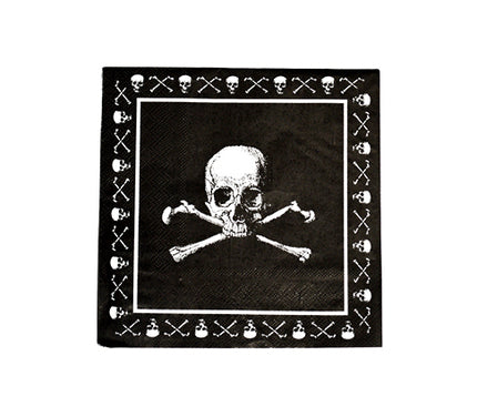 pirates noir lot de 20 serviettes en papier