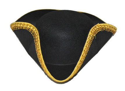 chapeau tricorne feutrine bordure doré