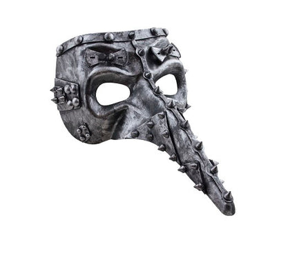 masque vénitien steampunk métallisé clouté argent