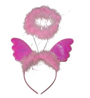 serre-tête auréole rose et ailes roses d''ange