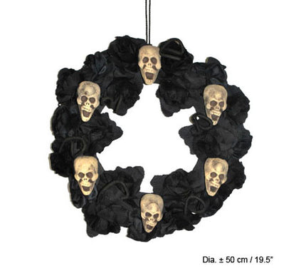 couronne noire avec crânes diamètre 50cm