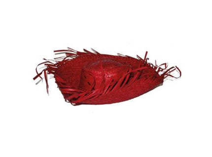 chapeau de paille avec franges rouge adulte