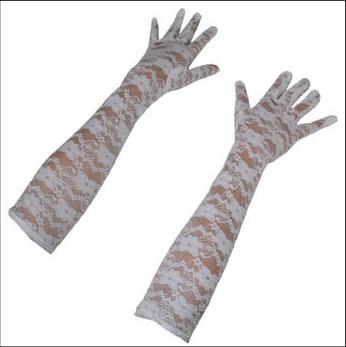 paire de gants en dentelles blanc longs