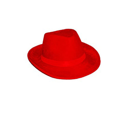 chapeau al capone feutrine avec bandeau rouge
