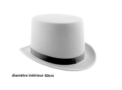 chapeau haut de forme feutrine blanc 60cm