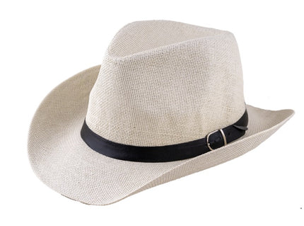 chapeau panama avec bandeau et boucle blanc adulte