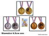lot de 3 médailles or argent et bronze avec ruban 6.5cm