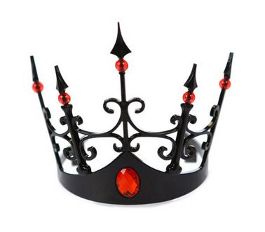 diadème couronne noir avec incrustations pierres rouge