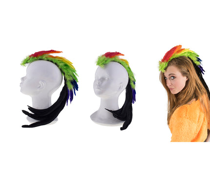 clip cheveux grandes plumes rainbow