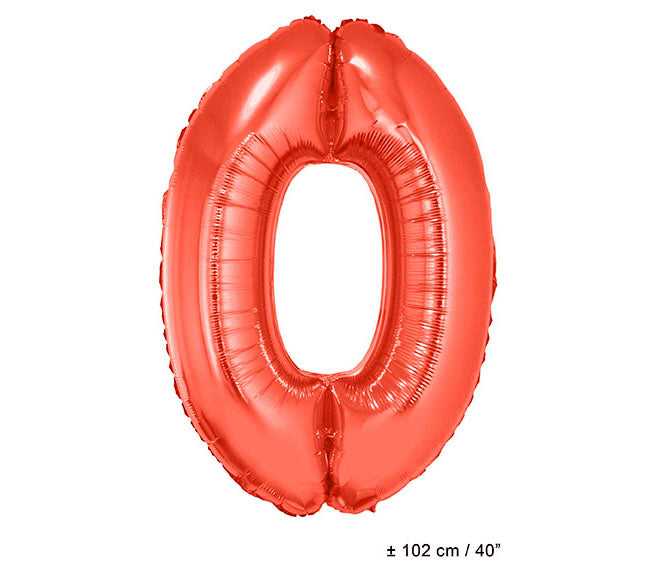 ballon chiffre 0 en aluminium rouge 1m