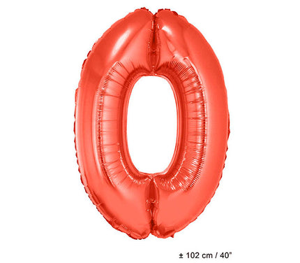 ballon chiffre 0 en aluminium rouge 1m