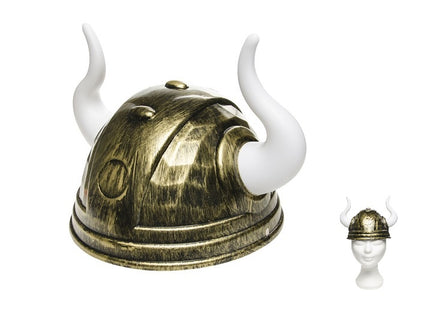 casque de viking gaulois doré avec 2 cornes adulte