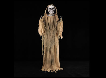 squelette d''horreur moine lumineux sonore et motorisé 1.8m
