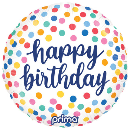 1 Ballon Aluminium Round Happy Birthday Colorful Confetti 18