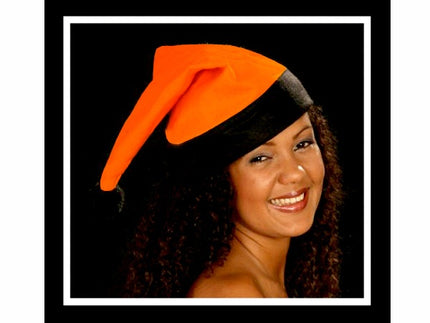 bonnet de noël avec bordure noire orange