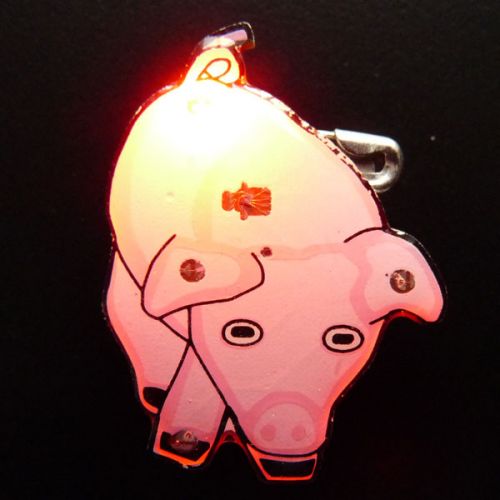 badge/magnet led cochon rose