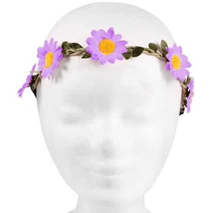 couronne de fleurs élastique violet