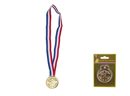 médaille d''or n°1 ruban bleu blanc rouge 6cm