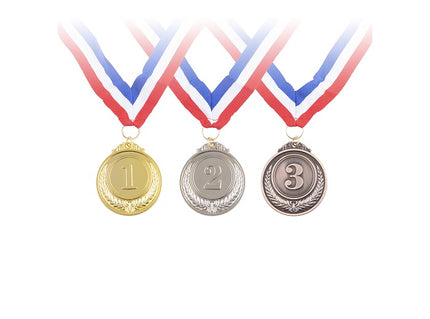 lot de 3 médailles métal n°1 à 3 avec ruban 5cm