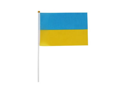 drapeau ukraine avec baguette 14x20cm