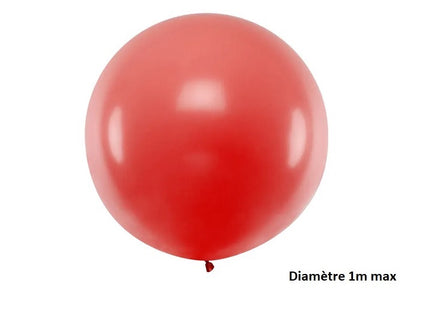 ballon rond géant rouge pastel 1m