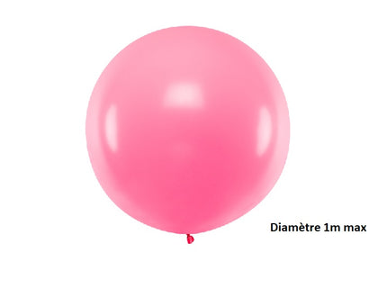 ballon rond géant rose pastel 1m