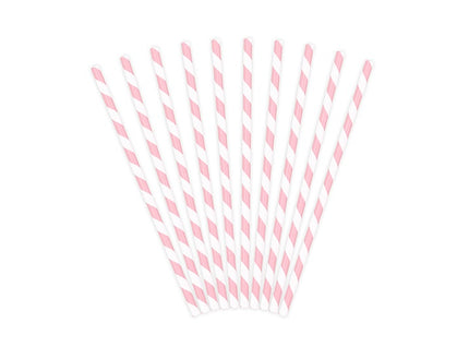 lot de 10 pailles carton rose & blanc 19.5cm