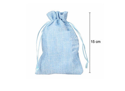 sac en toile de jute bleu clair 15x9.5cm
