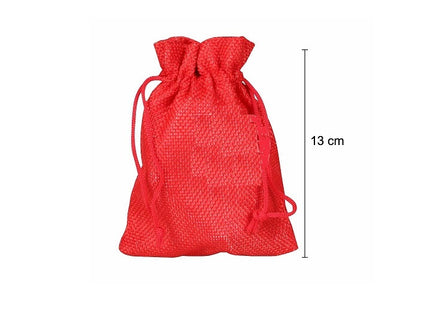 sac en toile de jute rouge 13x9.5cm