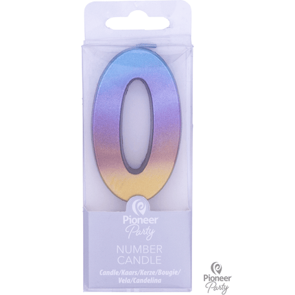 Bougie Chiffre 0 Rainbow Ombre - Qualatex