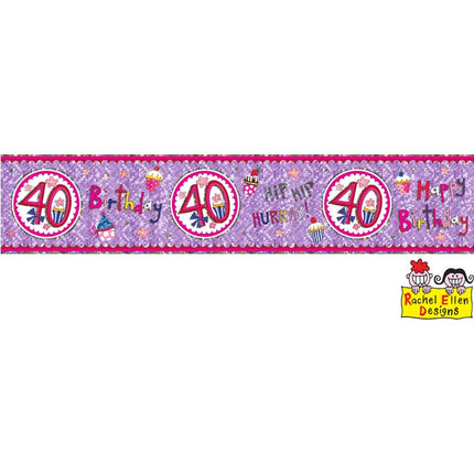 Bannière Age 40 Perfect Pink Rachel Ellen - Qualatex