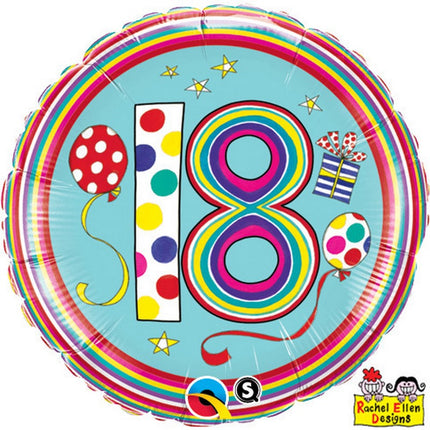 Ballon Aluminium 18″ 18 Polka Dots & Stripes – Qualatex
