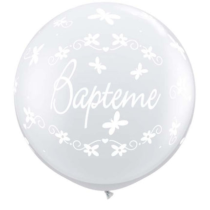 2 Ballons latex 3' Baptême Transparent