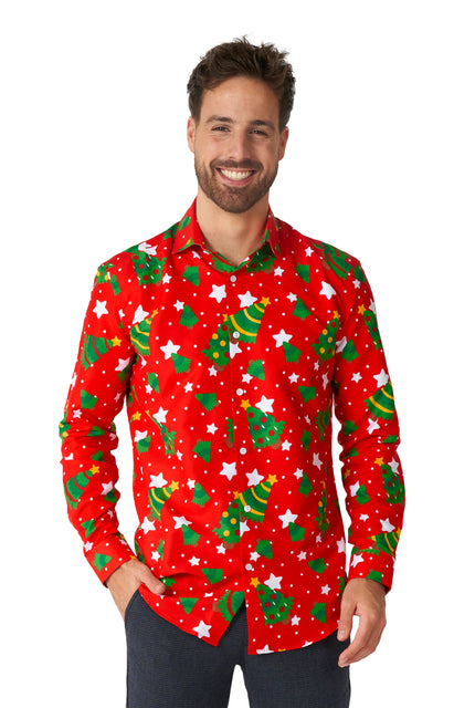 Chemise Suitmeister Christmas Trees Stars Red