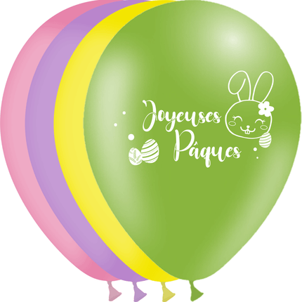 10 Ballons Latex HG95 Joyeuse Pâques Lapin - PMS