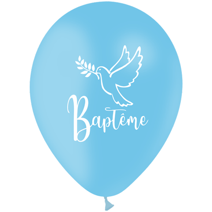10 Ballons Latex 30cm Baptême Ciel - PMS