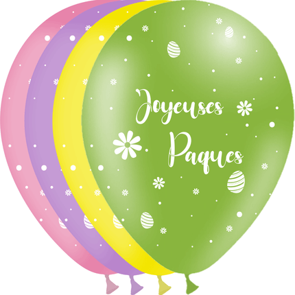 8 Ballons Latex 30cm Joyeuses Pâques - PMS