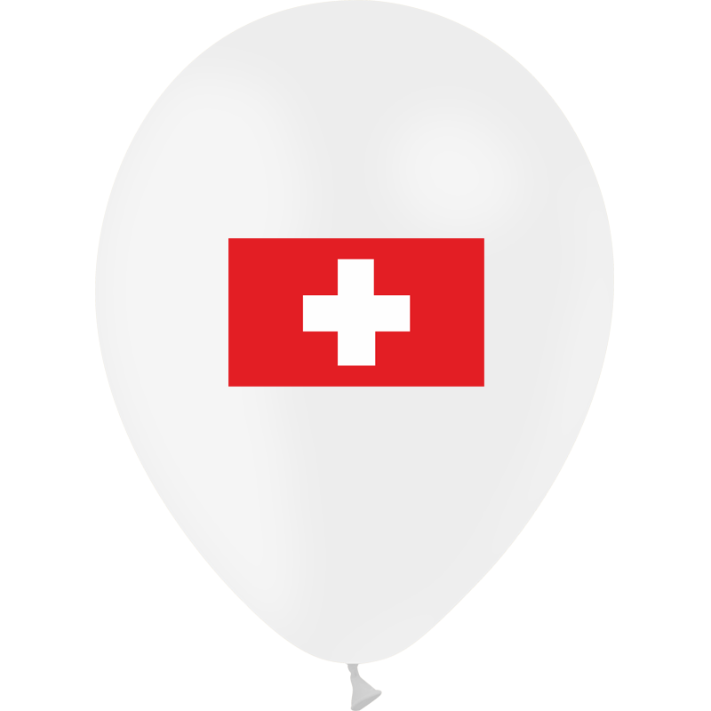 10 Ballons Latex HG95 Drapeau Suisse - PMS