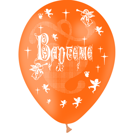 8 Ballons Latex HG95 Baptême Orange - PMS